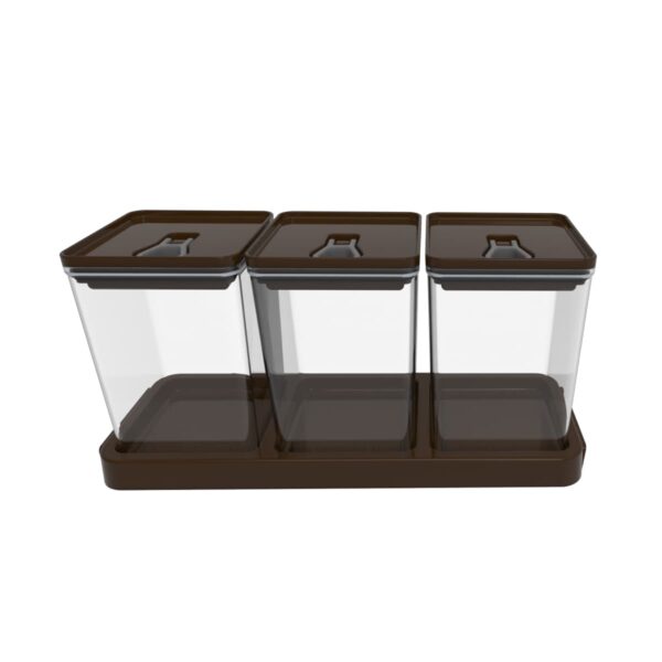 Kit Organizador Hermético Dubai Trio 4,5 L Marrom